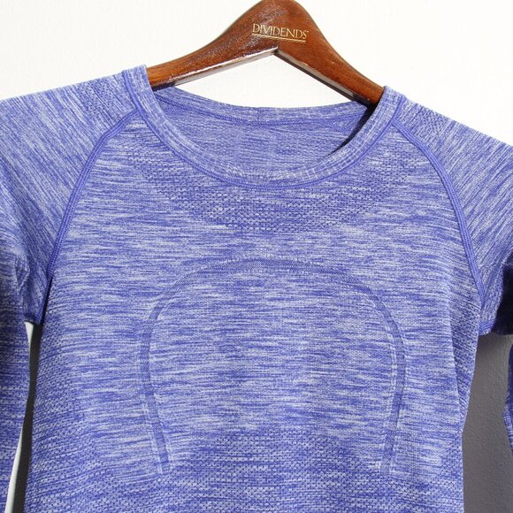 Lululemon Run: Swiftly Tech Long Sleeve Crew Space Dye Heathered Pigment Blue 4 - Picture 3 of 12